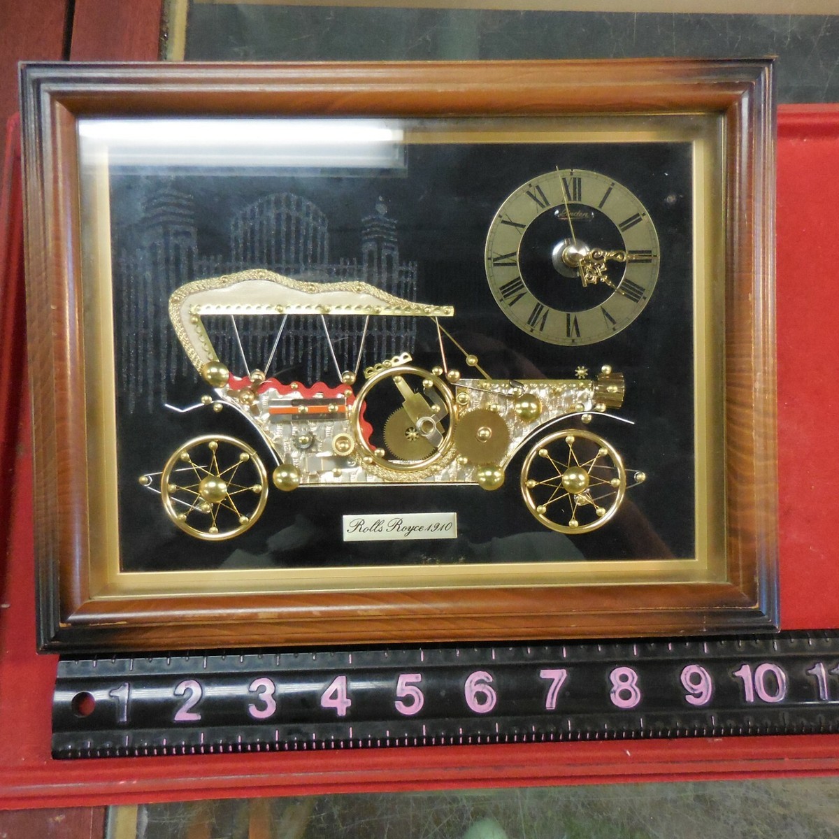 VINTAGE LINDEN ROLLS ROYCE 1910 ANTIQUE AUTOMOBILE CAR CLOCK