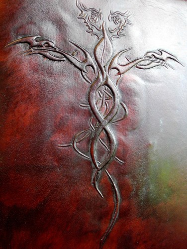 Diario de cuero recargable hecho a mano A5 - DRAGONES - Elección de papel - Imagen 3 de 13