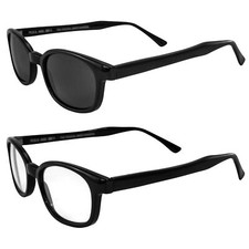 2 Pairs of X-KD's Biker Sunglasses Black Frames with Clear  Smoke Lenses