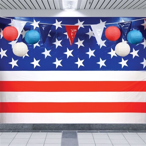 Paper Lantern Set 9.5 inch Red White & Blue 3 Pack Paper Patriotic Decorations - Bild 2 von 2