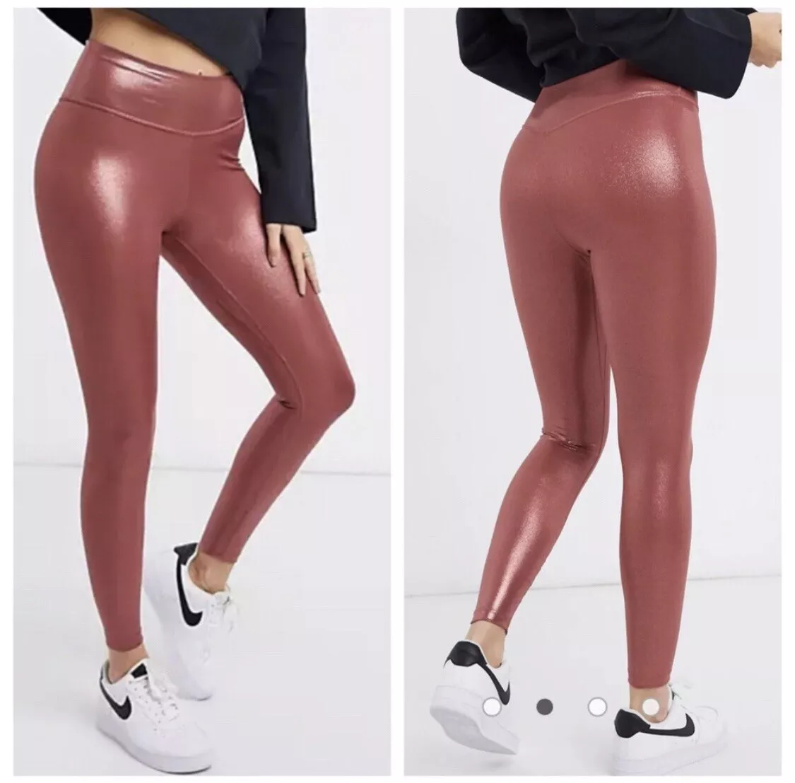 NEW Nike One Icon Clash Mid-Rise 7/8 Shimmer Leggings Plus 2X Metallic  Claystone