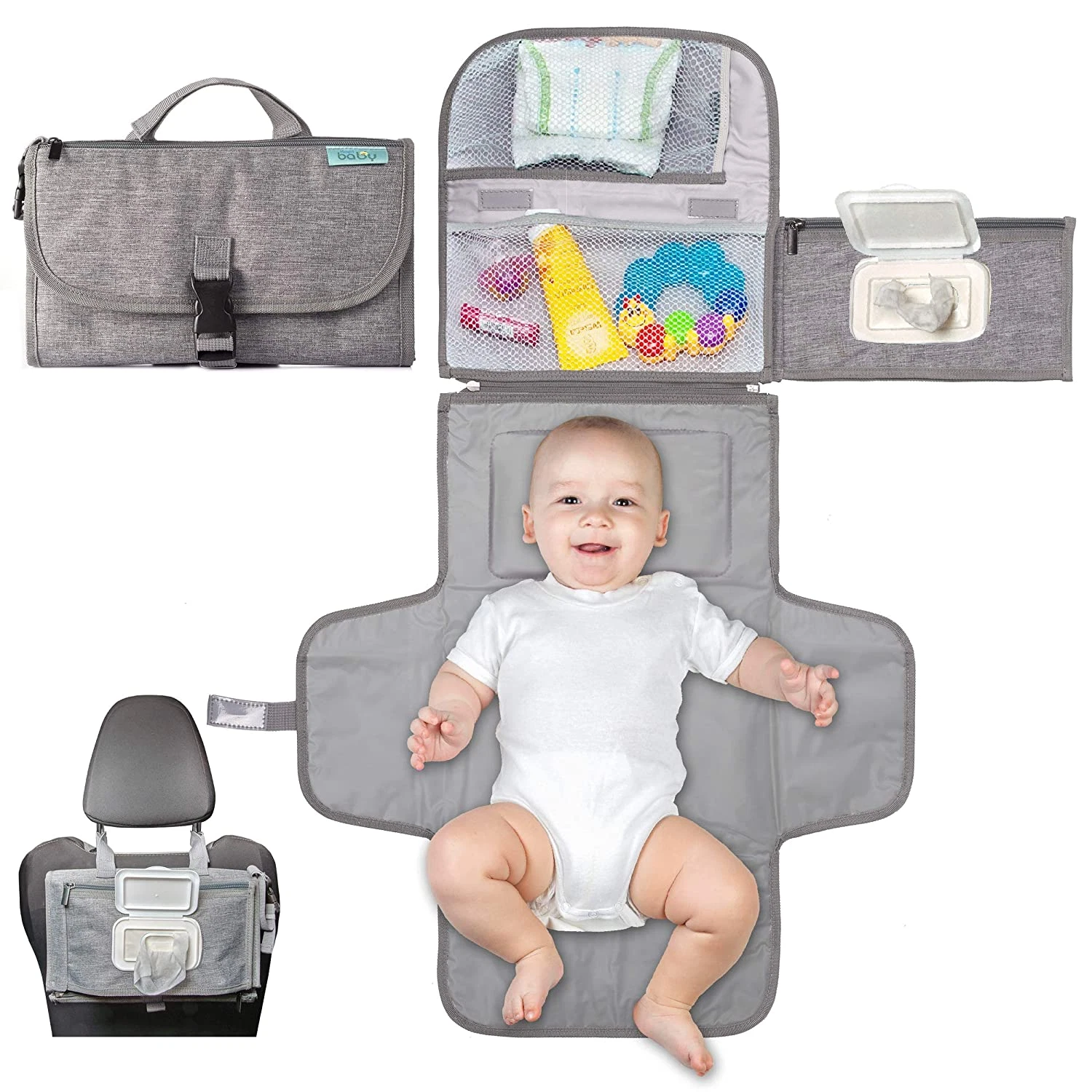 Portable Waterproof Diaper Changing Pad Kit with Smart Wipes Pocket for Newborn
Opens in a new windo