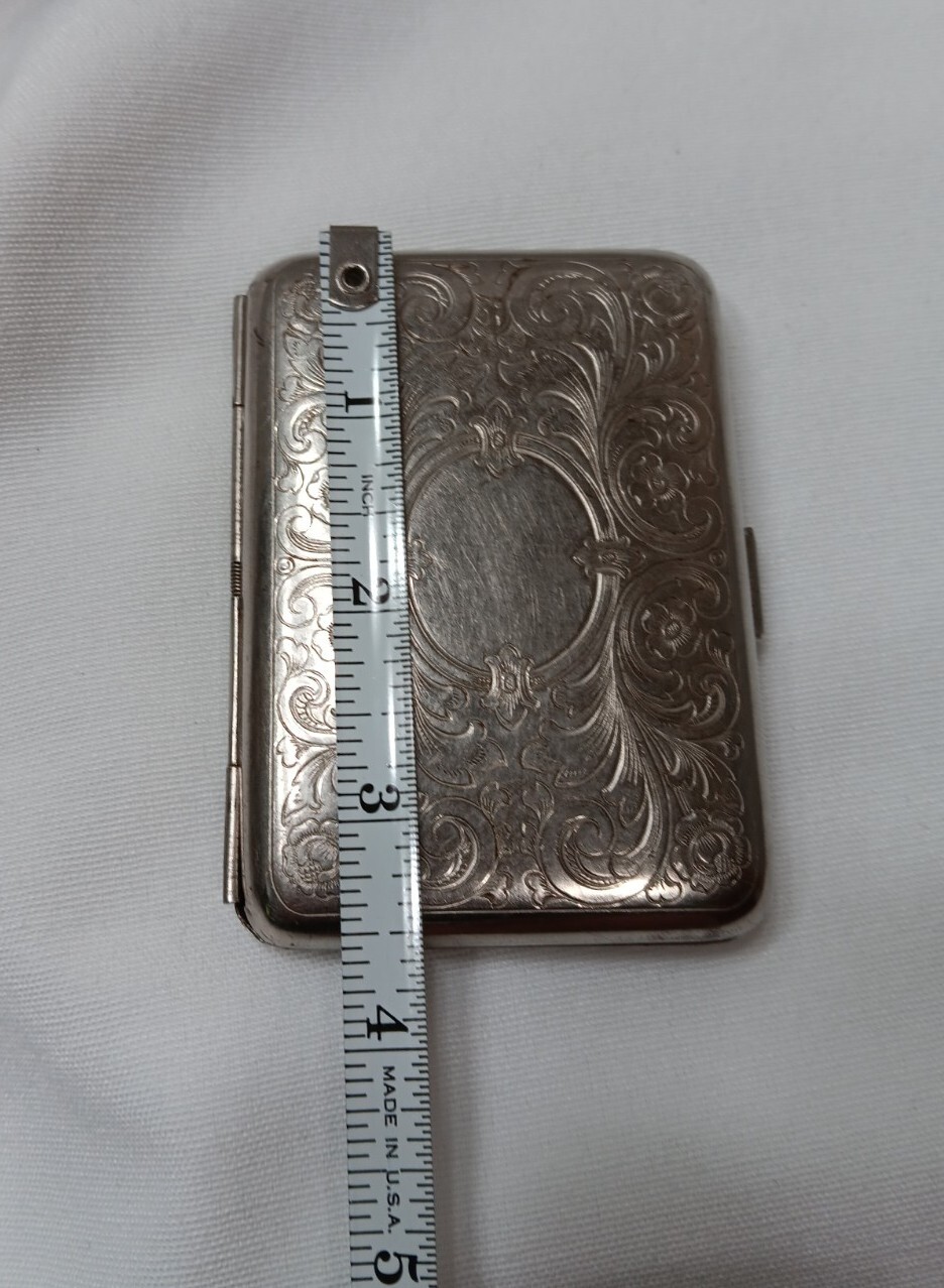 Vintage W Germany Silvertone Etched Metal Cigarette Case Card Holder eBay