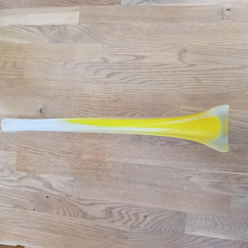 Stangenvase gelb Glasvase Rosenvase Solifleur Orchideenvase Vase vintage 50 cm - Bild 3 von 4