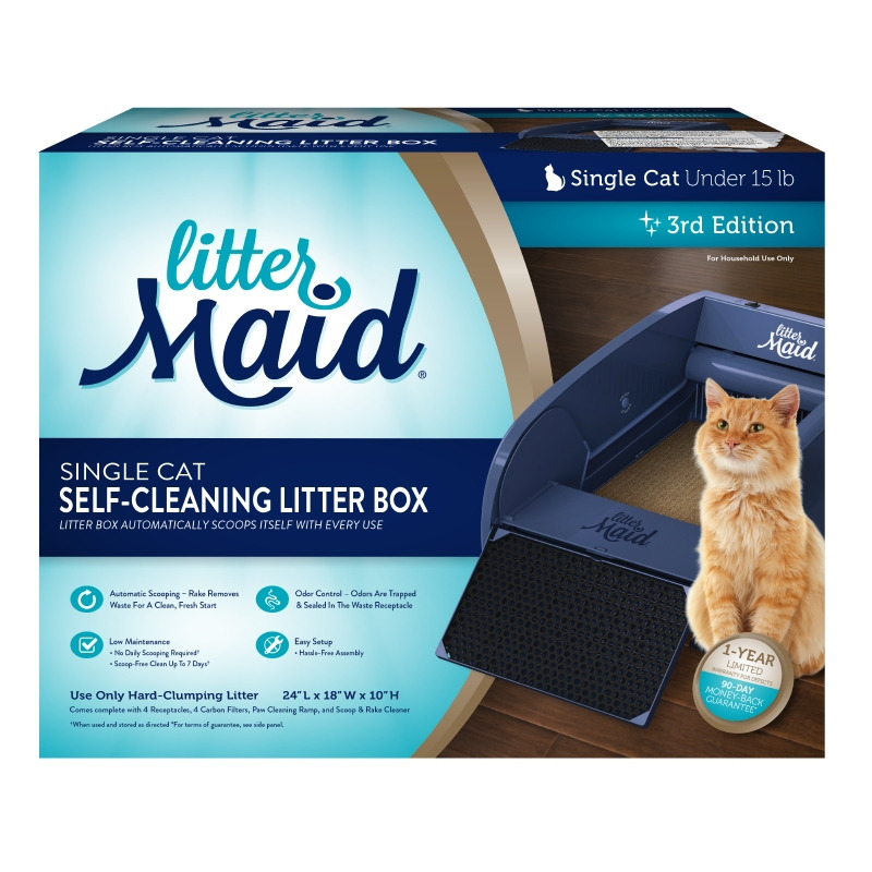 Single Cat Automatic Self-Cleaning Litter Box Pet Kitty Pan Scoop, LitterMaid