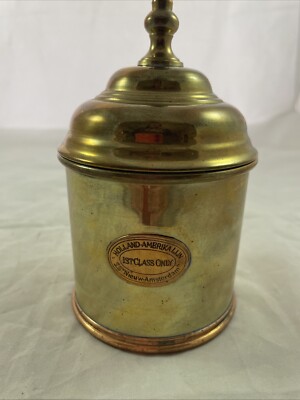 1st CLASS ONLY Holland Amerika lijn brass Canister  ship SS Nieuw Amsterdam