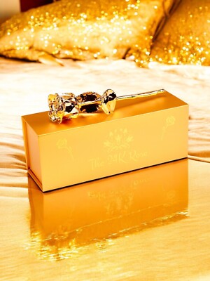 100% Natural Rose Dipped 24K Gold, 7 Inches Short Stem, Anniversary, Proposal,