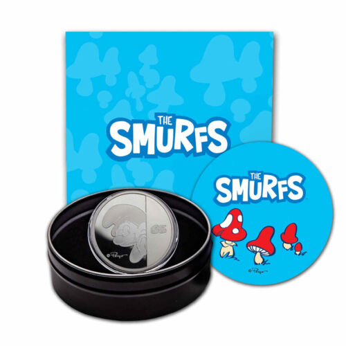 2023 Niue 1 oz Proof Silver Smurfs 65th Anniversary (Abrasions) - Picture 1 of 8