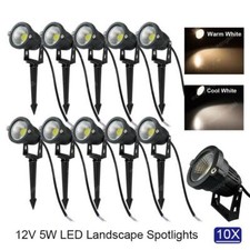 10X 12V 5W LED Landscape Spotlights 12volt Cool/Warm White Waterproof IP65 Yard