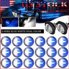 20x 34 Dual Color Led Bullet Marker Lights White Blue 12v For Truck Trailer