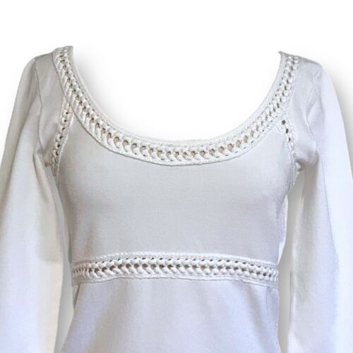 Roberto Cavalli Womens Top Sz Medium White Knit Low Back Cropped Blouse Italy - Picture 2 of 8