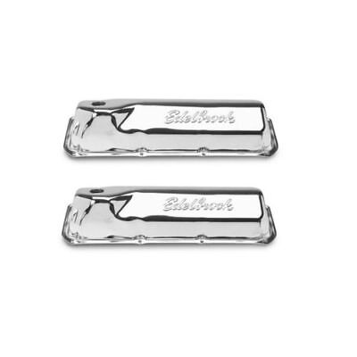 Edelbrock Valve Cover Set 4461; Signature Series Chrome Steel for 351C 351M//400