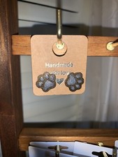 Paw Print Stud Earrings Stainless Steel