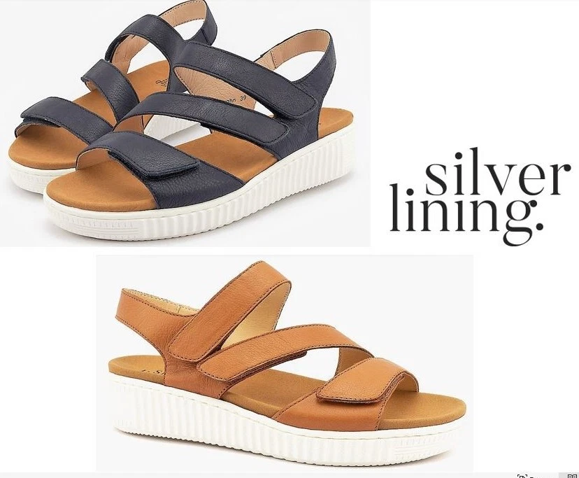 Klouds Silver Lining shoes Orthotic friendly leather sandals Vaughn Tan and Navy