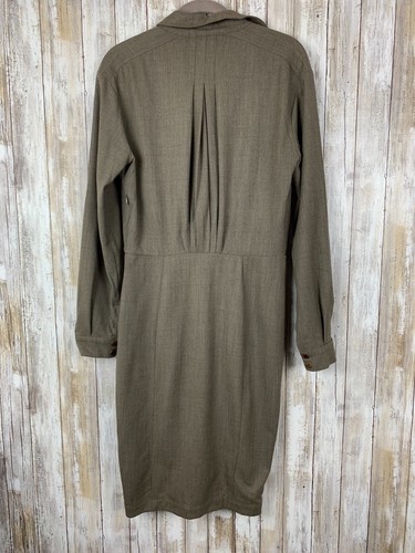 MICHAEL KORS Collection Brown Wool Faux Wrap Snap Closure Collar Dress ITALY 6 - Picture 5 of 7