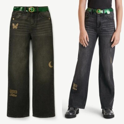 Wicked X Justice Girls Soft Stretchy Comfy Baggy Jeans Sz 10