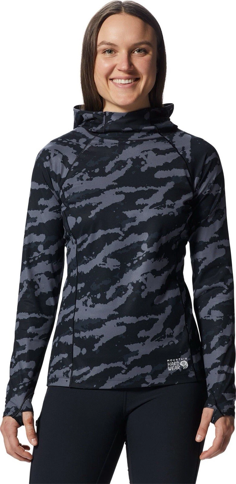 Mountain Hardwear Black & Gray Breathable Stretch Hoody Women's Size Large