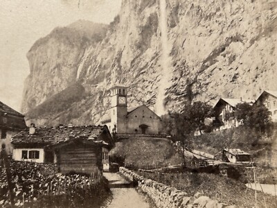 SWITZERLAND Le Staubbach Canton of Bern Photo c1865 Stereo Albumin Vintage 