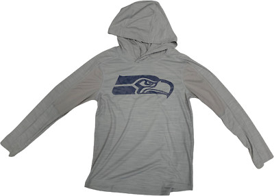 NFL Seattle Seahawks Boys Hooded Shirt Classic Logo Medium 8/10 Gray