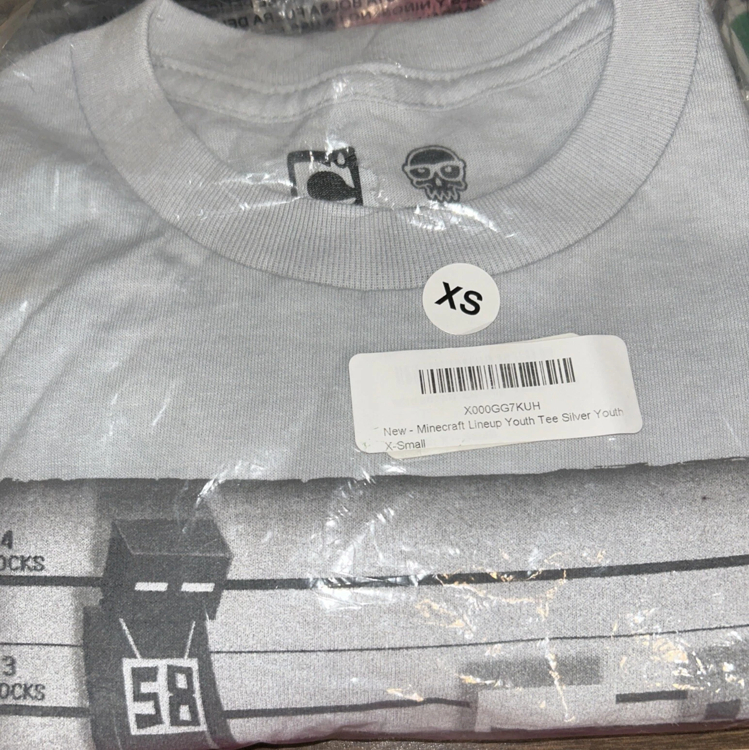 Minecraft Boys Shirt, Silver, XS