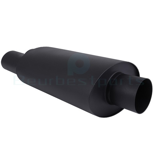 3" Inlet 3" Dual Slant Tip Black Coated Stainless Exhaust Muffler 20.5" Long - Picture 13 of 17