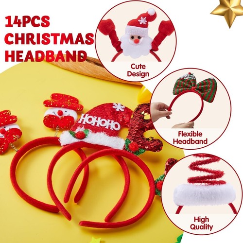 14 Christmas Headbands with Different Designs Christmas Party Holiday Headbands - 第 4/7 張圖片