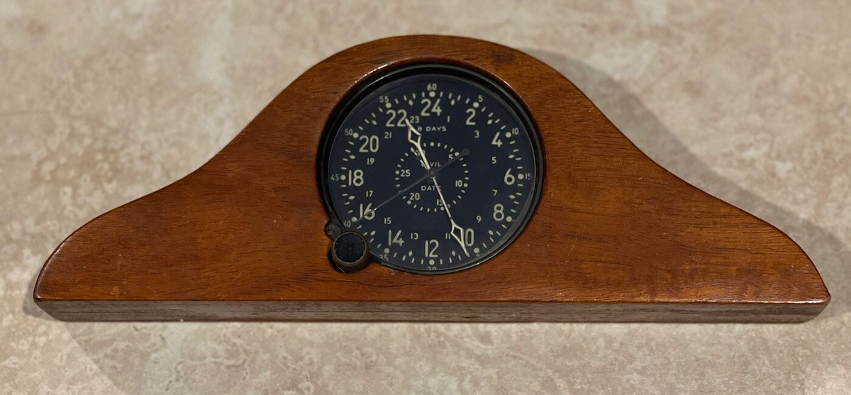 Vintage Waltham U.S. Navy Military Aircraft Clock 8 Day Civil Date