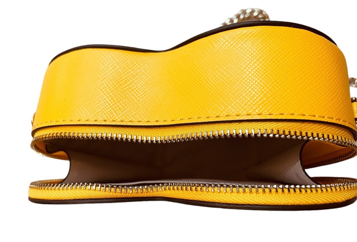 Kate Spade Love Shack Mini Heart Crossbody Chain Bag Yellow