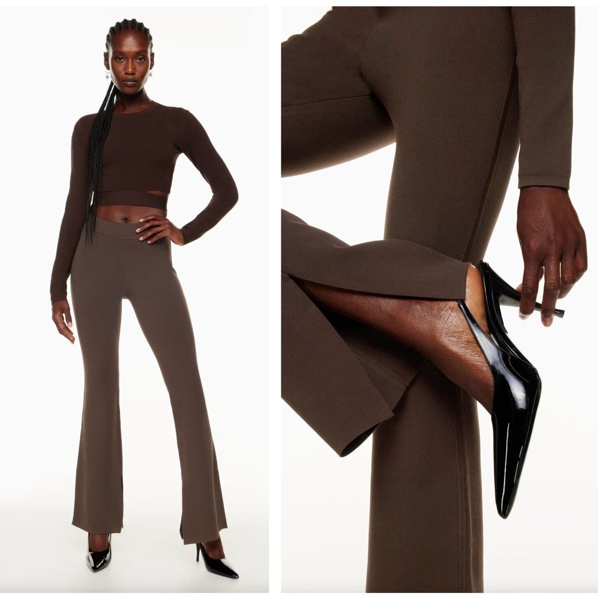 TEN BY BABATON x ARITZIA Paramount Pant Coffee Bean Brown Sz L {O39}