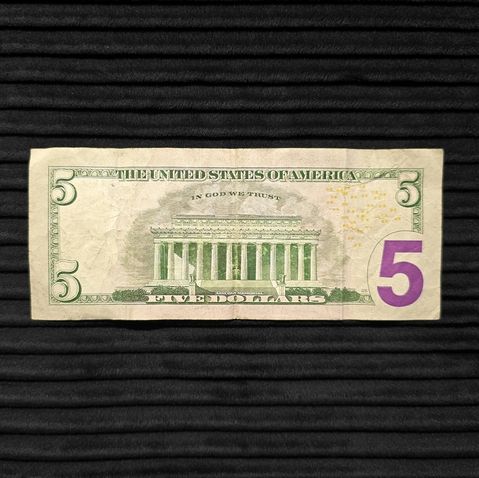 Billete de cinco dólares 29 de enero de 1942 número de serie 01291942 Foto 3 de 4