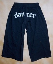 NWOT Motion Wear Black Gaucho Pants w/Silver Gothic Dancer Screenprinted Back