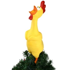 NO PACKAGING Hilarious Rubber Chicken Funny Kids Christmas Tree Topper Large 14"