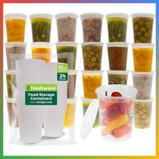 Food Storage Containers 24 Set 32 oz Plastic Deli Containers with Lids, Slime,
