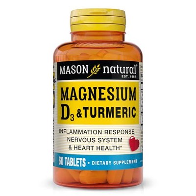 MASON NATURAL Magnesium and Vitamin D3 with Turmeric, 60 Day Supply Dietary with
