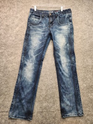 101 Fahrenheit Mens Mid-Rise Straight Leg Jeans Acid Wash Blue Denim Size 34