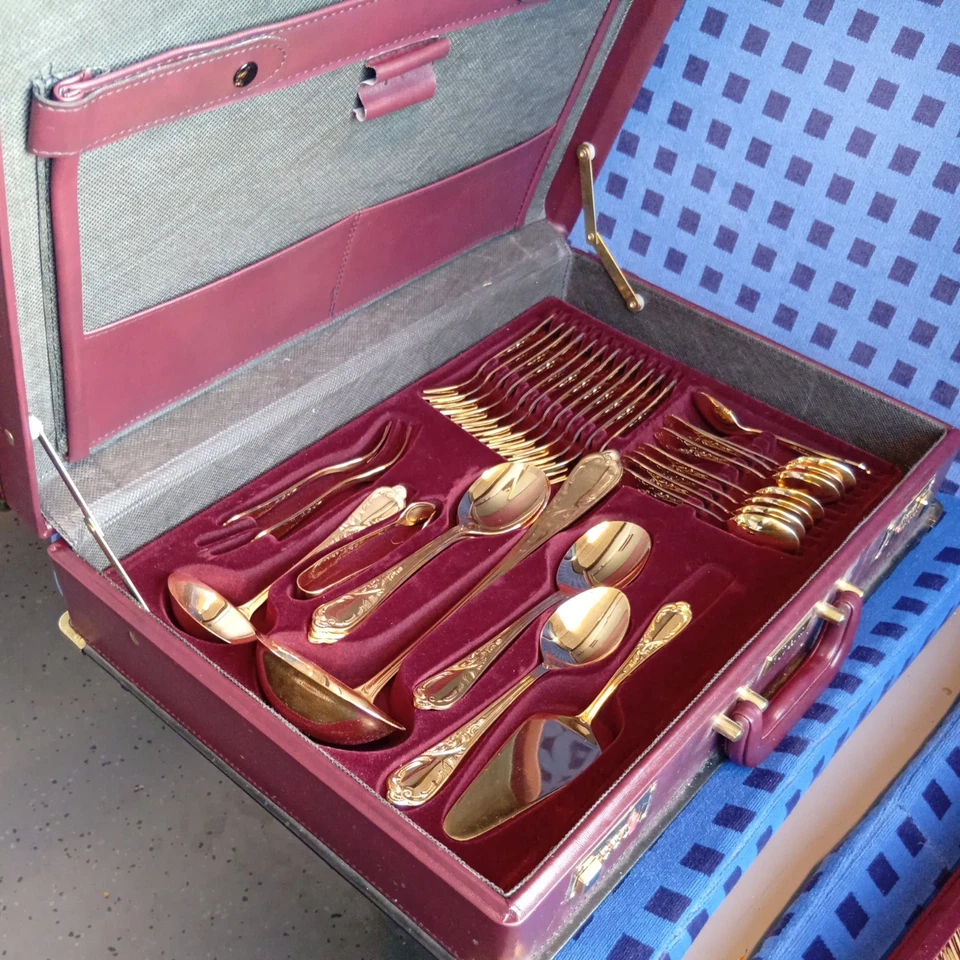 Goldbesteck Solingen 23/24 Karat von Nivella 70 Teilig - Bild 3 von 3