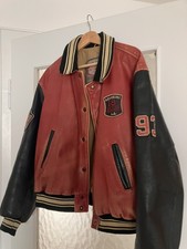 Vintage Redskins Lederjacke XL Varsity Rot Schwarz College 90s Echtleder used