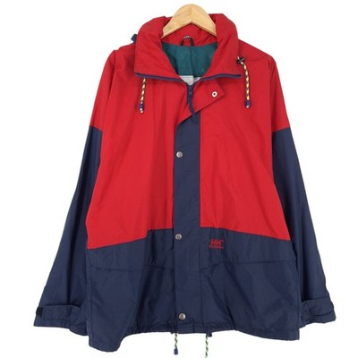 Vintage Helly Hansen Jacket Men Waterproof 90s Red Hooded Ee7 Size M