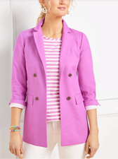 NWT TALBOTS MAUVE BERRY TEXTURED COTTON NO CLOSE BLAZER JACKET SZ 6