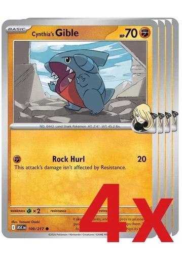 4x Cynthia's Gible 109/217 Pokemon TCG Playset ME: Ascended Heroes