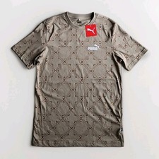 Puma Short Sleeve Shirt Men's Small Oak Branch Color All Over Logo Print