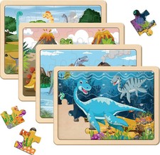 Puzzles for Kids Ages 4-6, 4 Pack Wooden Jigsaw Puzzles with 24 Pieces Each, ...