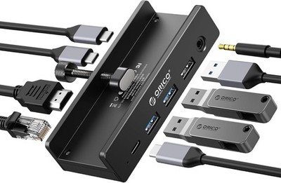 ORICO Clip Docking Station, 8-in-1 USB-C Hub Klemme mit 4K@60Hz HDMI, 100W PD,