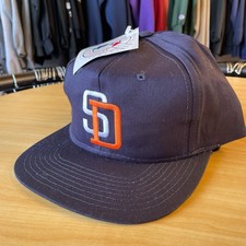 Vintage San Diego Padres Plain Logo MLB Snapback Hat Cap Genuine Merchandise NWT