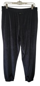 Victoria's Secret Black Velour Ribbed Lounge Jogger Pants Pockets Women Large L