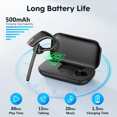 New bee Bluetooth Headset, Wireless Earpiece Black - Picture 2 of 5