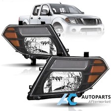 For 2008-2012 Nissan Pathfinder Headlight Halogen Headlamp Pair Black Amber Side