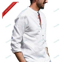 Mens Kurta White Shirt Solid Kurta Mens Wear Cotton Kurta Long Sleeve Kurta
