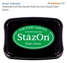 Tsukineko StazOn Solvent Ink Pad Cactus Green. New Sealed