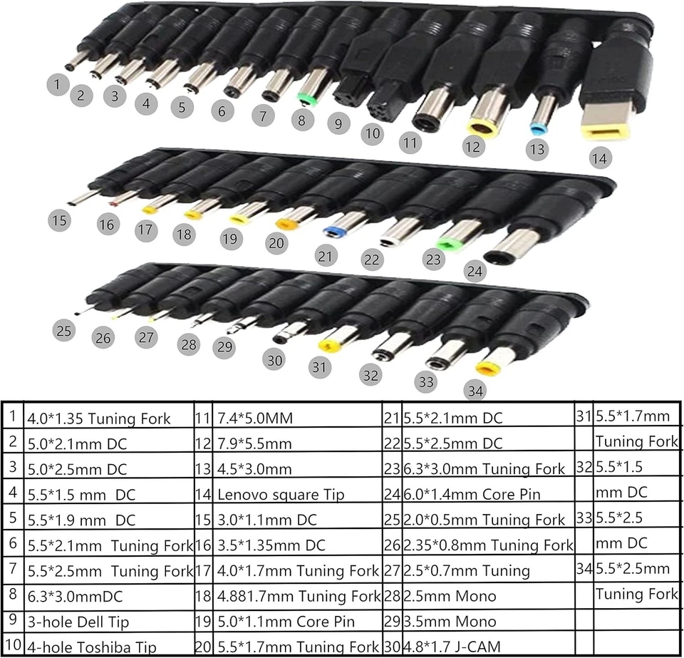Netzteil Adapter 34-teilig 5.5x2.1mm Universal DC Stecker Notebook Laptop TV - Bild 4 von 4